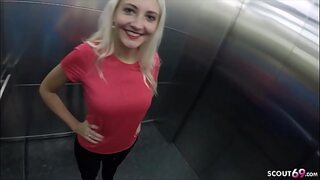 Sexy hot big tit blonde nailed doggy style at gym