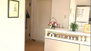 Japanese housewife chatting husband friends